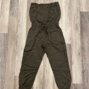 SOLD Talula army green pant jumpsuit strapless with pockets and adjustable waist